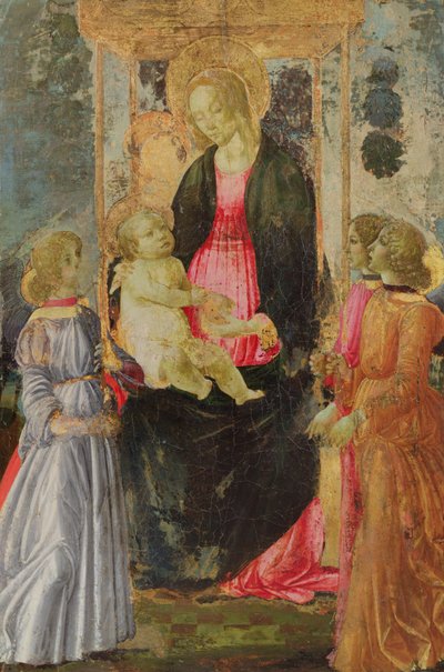 Madonna entronizada y niño con ángeles asistentes de Gherardo di Giovanni